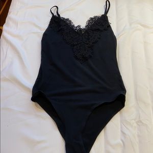 Zara - V-Neck Black Lace Bikini Bodysuit